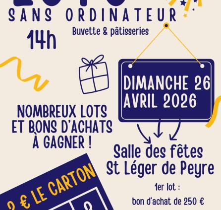 Flyer Annonce Evènement Festif Jeux Loto Bingo Illustration Bleu Marine Jaune Beige  - 1