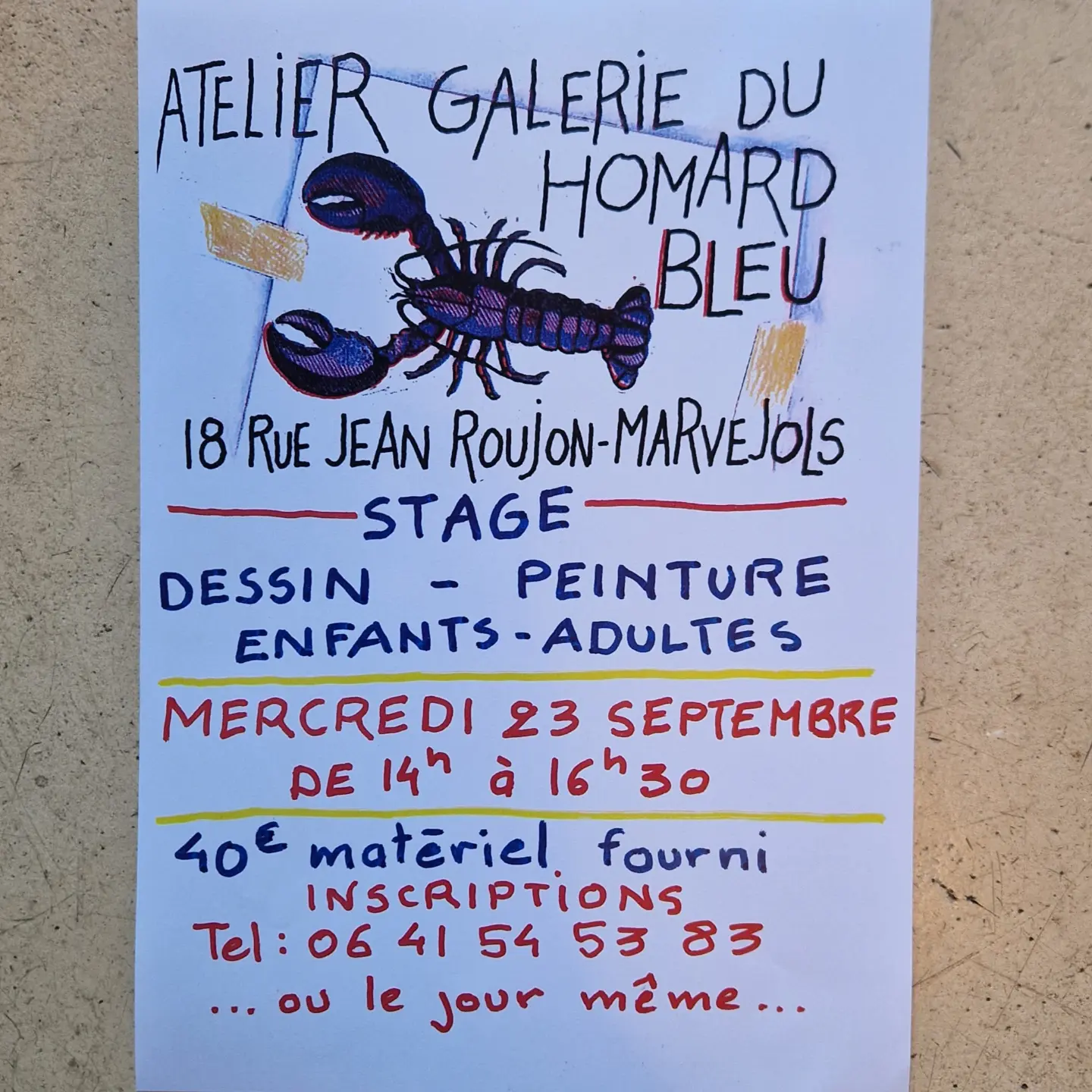 STAGE DESSIN PEINTURE — visuel événement