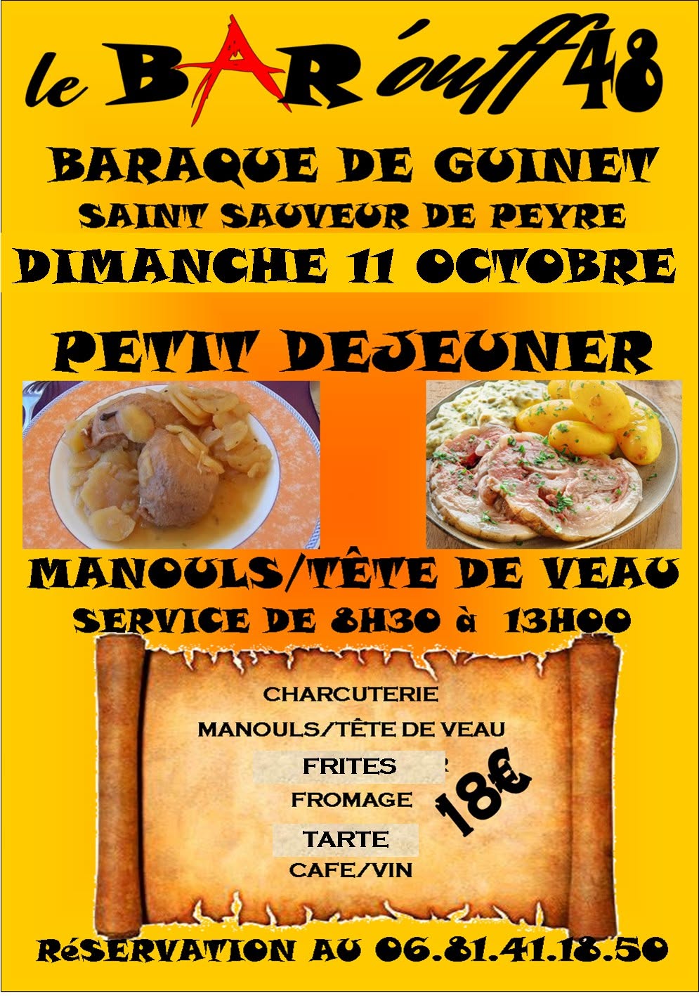 PETIT-DÉJEUNER MANOULS / TÊTE DE VEAU