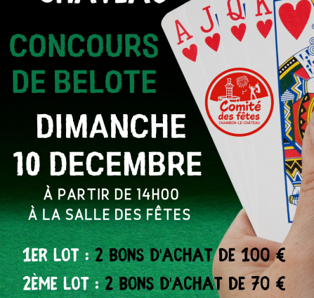 Concours de belote Chambon Le Château 10-12