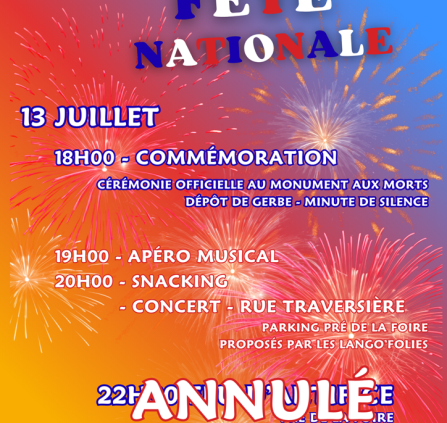 Fête nationale Langogne 13-07 sans feu