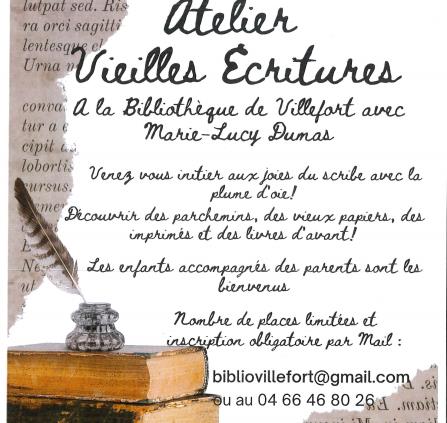 Juin - 28 - Villefort - Atelier vieilles écritures