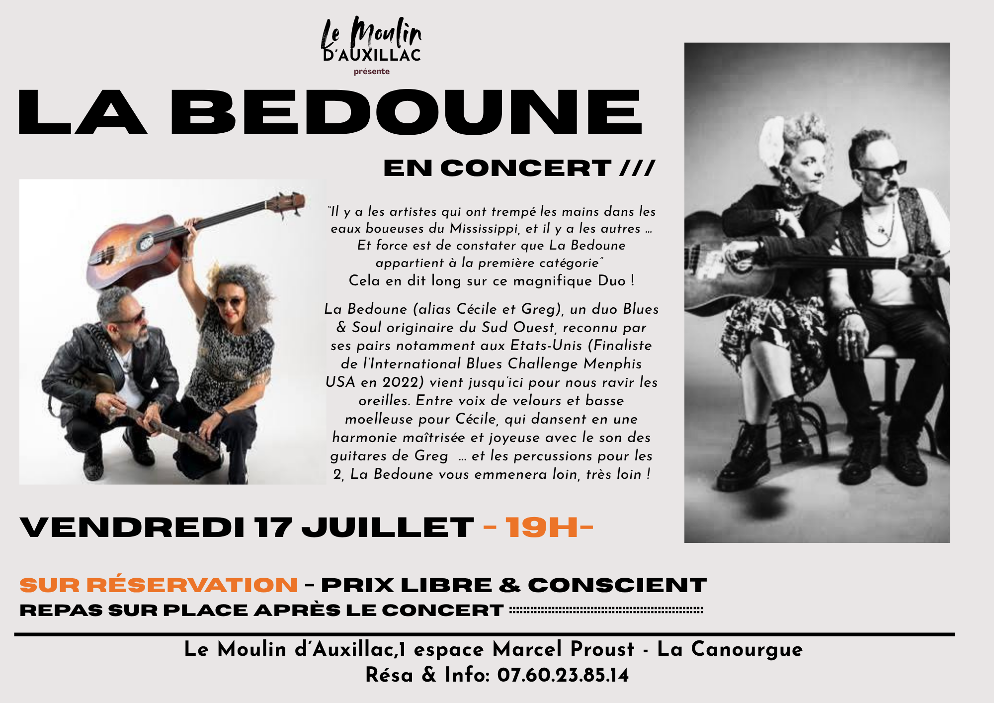 CONCERT AU MOULIN D'AUXILLAC : LA BEDOUNE