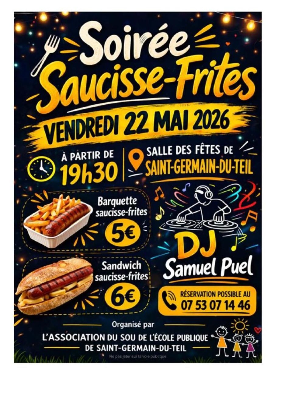 SOIRÉE SAUCISSES-FRITES — visuel événement