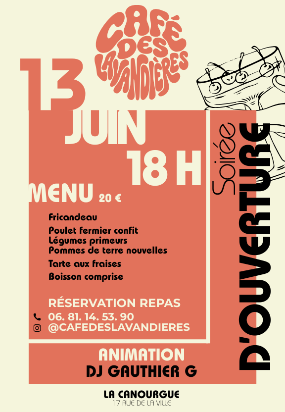 SOIRÉE D'OUVERTURE DU CAFÉ DES LAVANDIÈRES — visuel événement