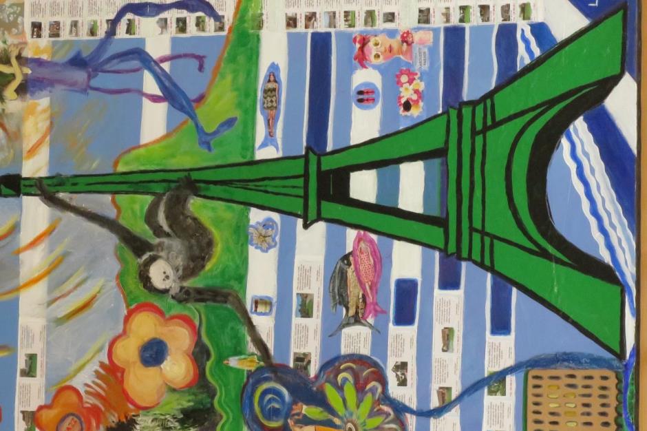 Paris vert technique mixte 116x89cm 