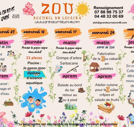 Programme ZOU de juin