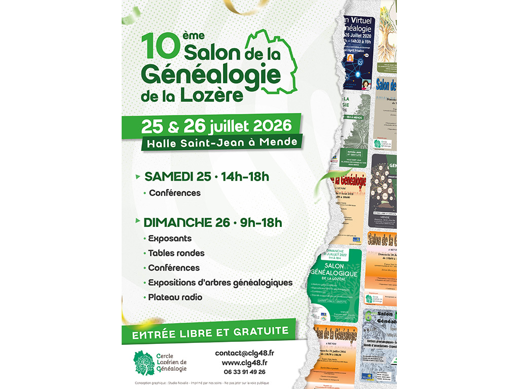 SALON DE LA GÉNÉALOGIE DE LA LOZÈRE - 10ÈME ÉDITION — visuel événement