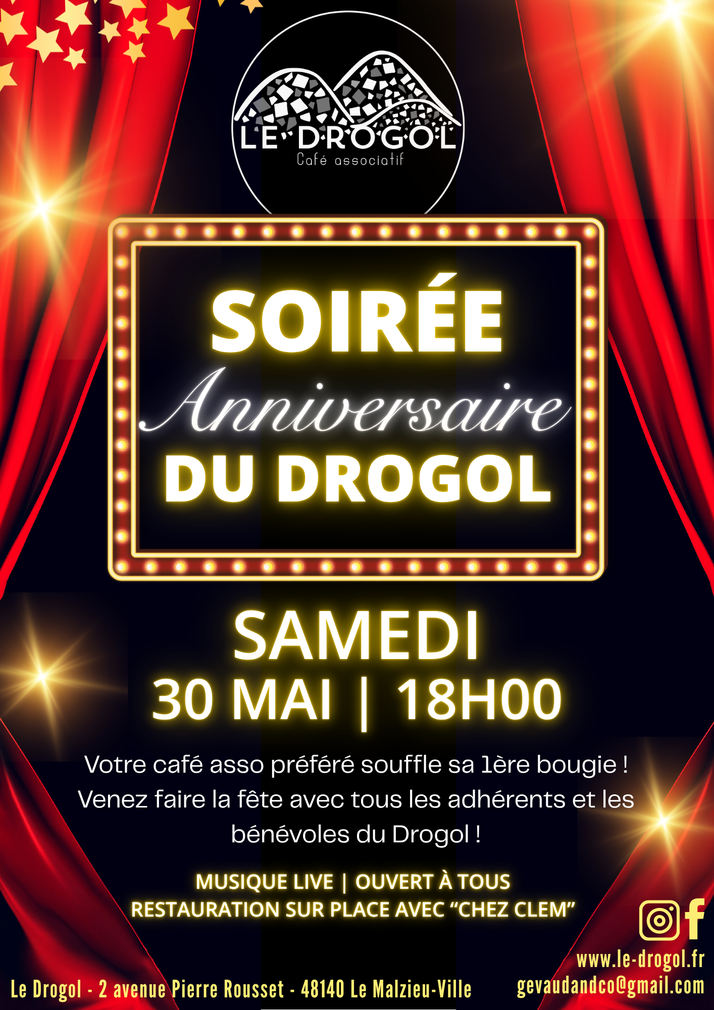 SOIRÉE ANNIVERSAIRE DU DROGOL — visuel événement