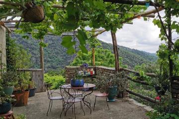 Terrasse vue Cevennes - Gite La Treille