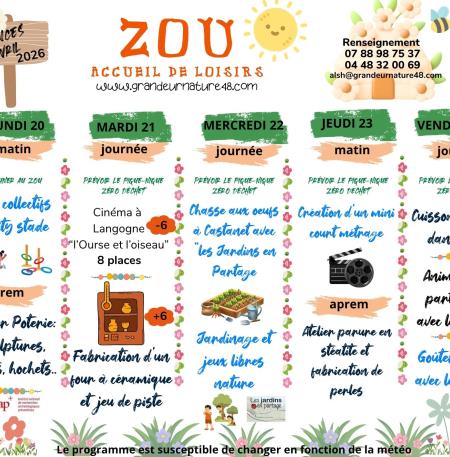 Zou vacances de printemps