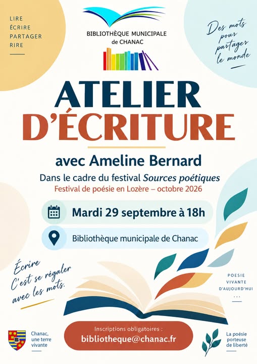 FESTIVAL DES SOURCES POÉTIQUES : ATELIER D'ÉCRITURE