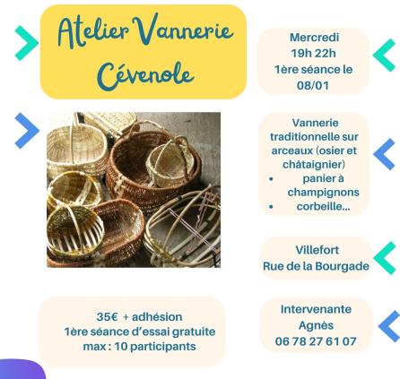 atelier vanerie foyer rural de la Borne