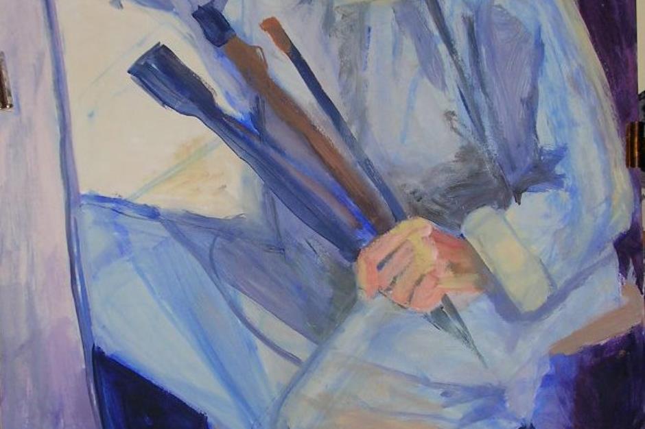 auto-portrait huile sur papier 120x80 