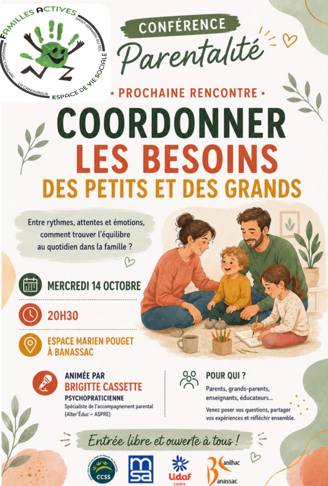 CONFÉRENCE PARENTALITÉ ''COORDONNER LES BESOINS DES PETITS ET DES GRANDS''