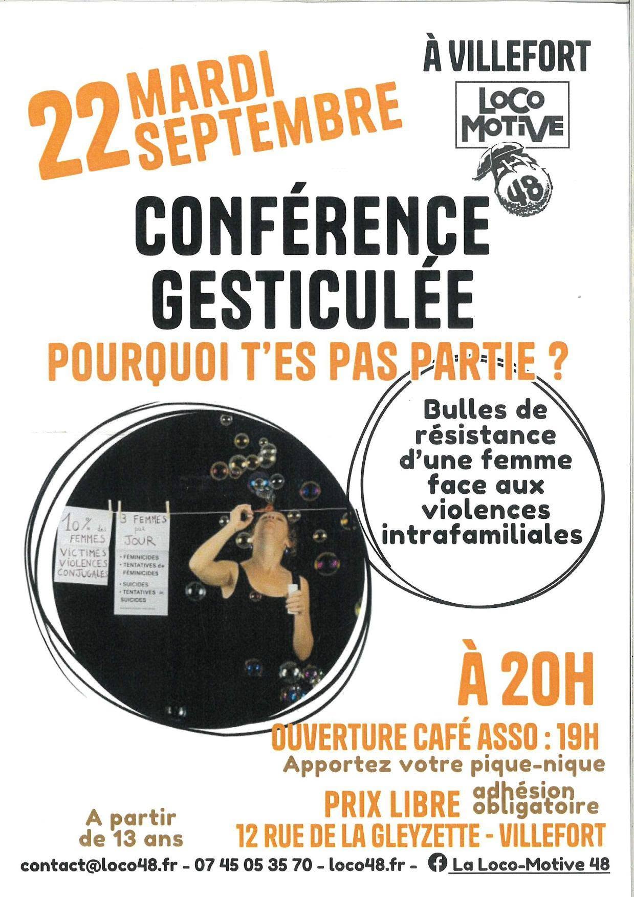 CONFÉRENCE GESTICULÉE "POURQUOI T'ES PAS PARTIE ?"