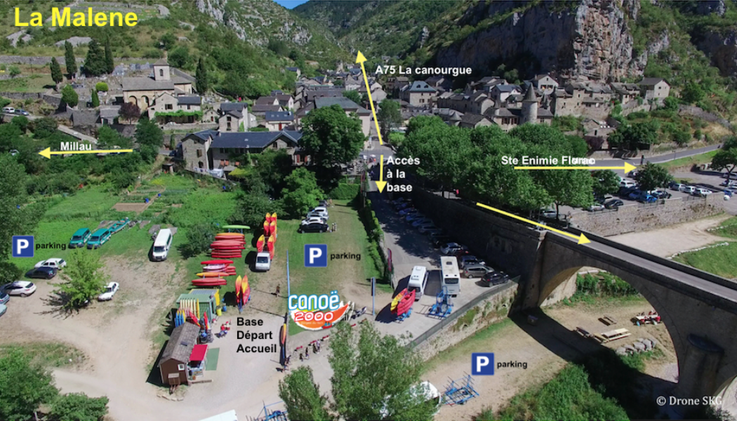 Plan d'accès Canoë 2000 La Malène Gorges du Tarn